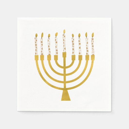 Serviette En Papier Festif Menorah Hanoukka Céleste bougies Mariage (Devant)