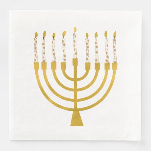 Serviette En Papier Festif Menorah Hanoukka Céleste bougies Mariage (Devant)