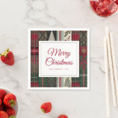 Serviette En Papier Festif moderne Noël Rustique Plaid Motif (En situation)