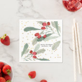 Serviette En Papier Festif Noël Botanical Dots Or (En situation)