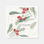 Serviette En Papier Festif Noël Botanical Dots Or (Devant)