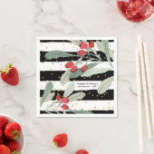 Serviette En Papier Festif Noël Botaniques Fêtes Or (En situation)