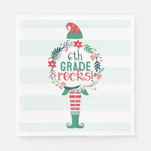 Serviette En Papier Festif Noël Elfe et couronne florale