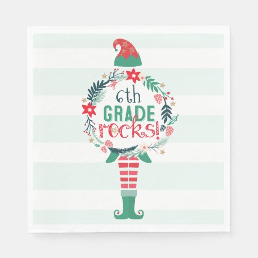 Serviette En Papier Festif Noël Elfe et couronne florale (Devant)