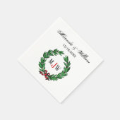 Serviette En Papier Festif Noël Noël Noël Holly Wreath Monogramme (Coin)