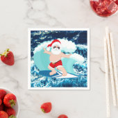 Serviette En Papier Festif Noël Surf Père Noël Beach (En situation)