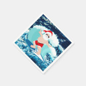 Serviette En Papier Festif Noël Surf Père Noël Beach (Coin)