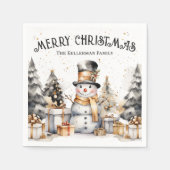 Serviette En Papier Festif noir blanc hiver Joyeux Noël (Devant)