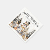 Serviette En Papier Festif noir blanc hiver Joyeux Noël (Coin)