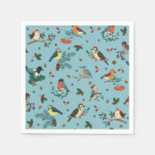 Serviette En Papier Festif Oiseaux d'hiver Motif de Noël (Devant)