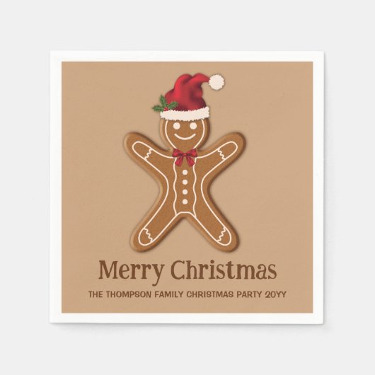 Serviette En Papier Festif pain d'épices Cookie de Noël avec texte (Devant)