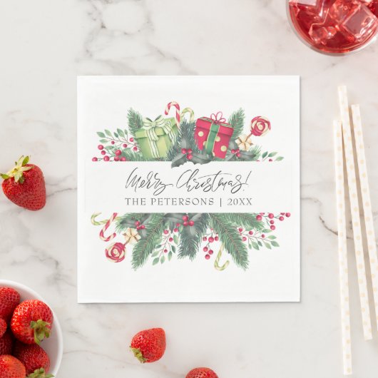 Serviette En Papier Festif personnalisé Joyeux Noël décoratif (En situation)