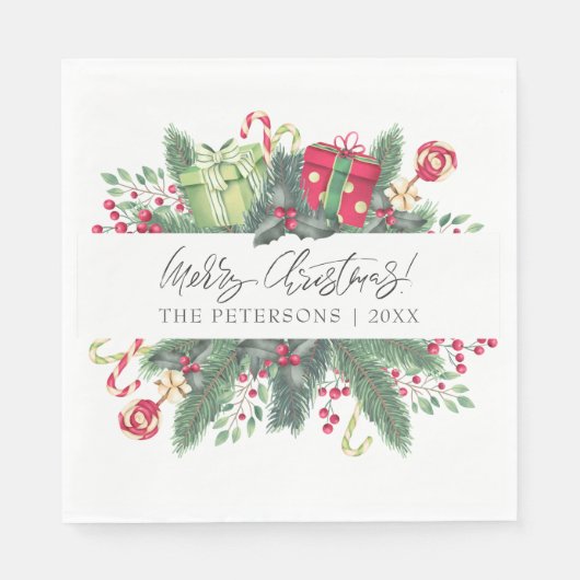 Serviette En Papier Festif personnalisé Joyeux Noël décoratif (Devant)