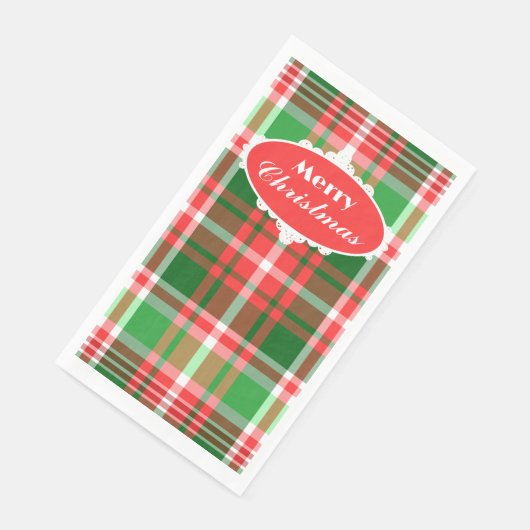 Serviette En Papier Festif personnalisé Rouge Vert blanc Noël (Coin)