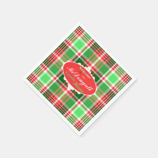 Serviette En Papier Festif personnalisé Rouge Vert blanc Noël (Coin)