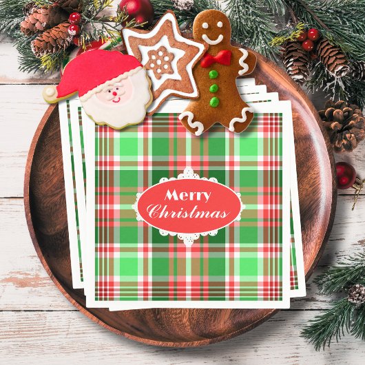 Serviette En Papier Festif personnalisé Rouge Vert blanc Noël