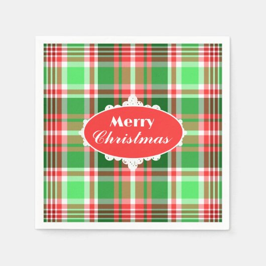 Serviette En Papier Festif personnalisé Rouge Vert blanc Noël (Devant)