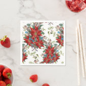 Serviette En Papier Festif Rich Poinsettia fleur Napkin (En situation)