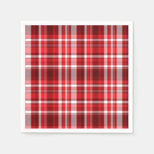 Serviette En Papier Festif rouge et blanc plaid