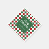 Serviette En Papier Festif Rouge et Vert chèque Joyeux Noël (Coin)