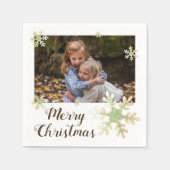 Serviette En Papier Festif Snowflakes Joyeux Noël Photo de vacances (Devant)