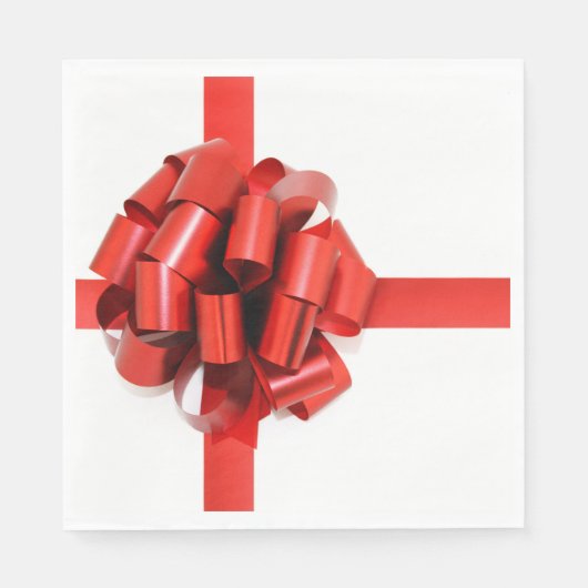 Serviette En Papier Festin Elegant Red Christmas Bow sur le Glam blanc (Devant)