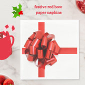 Serviette En Papier Festin Elegant Red Christmas Bow sur le Glam blanc