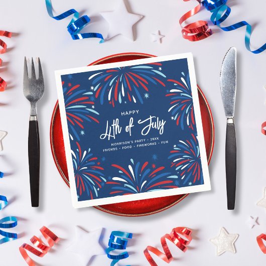 Serviette En Papier Festin Fun Patriotic Fireworks 4 juillet Fête