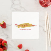 Serviette En Papier Festin Joyeux Noël Gold Foil Brosse Stroke (En situation)
