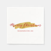Serviette En Papier Festin Joyeux Noël Gold Foil Brosse Stroke (Devant)