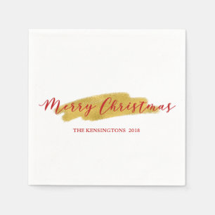 Serviette En Papier Festin Joyeux Noël Gold Foil Brosse Stroke