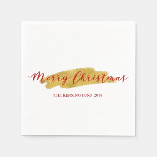 Serviette En Papier Festin Joyeux Noël Gold Foil Brosse Stroke (Devant)