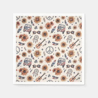 Serviette En Papier Festival Boho Americana Tournesols Bus VW 4 juille