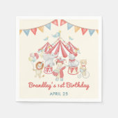 Serviette En Papier Festival Carnaval Circus & Animaux Anniversaire Na (Devant)