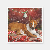 Serviette En Papier Festival de Noël de Chien Basenji (Devant)