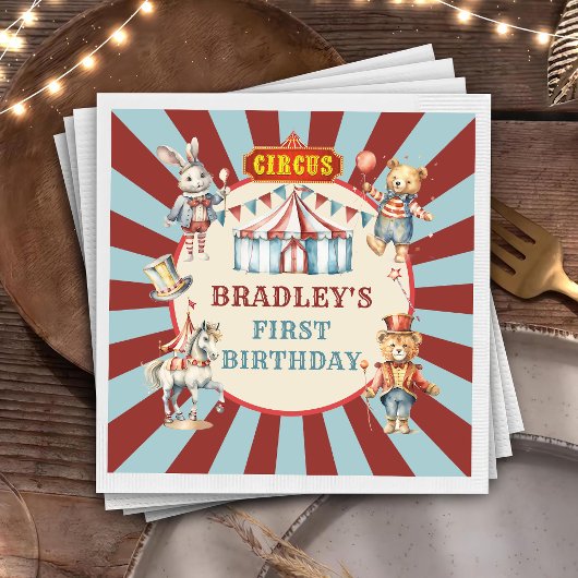 Serviette En Papier Festival du Carnaval d'Animaux de Cirque Retro