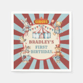 Serviette En Papier Festival du Carnaval d'Animaux de Cirque Retro (Devant)