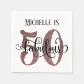 Serviette En Papier Festive 50 & Fabuleux Rose Gold Parties scintillan (Devant)