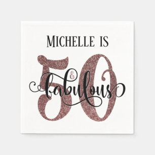 Serviette En Papier Festive 50 & Fabuleux Rose Gold Parties scintillan