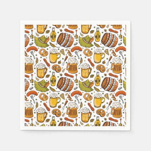 Serviette En Papier Festive allemand Oktoberfest Bière et saucisses (Devant)