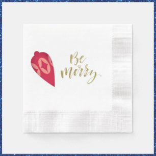 Serviette En Papier Festive Berry Color Ornament Be Joyeux