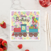 Serviette En Papier Festive Birthday  Balloon Train Birthday (En situation)