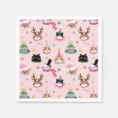Serviette En Papier Festive Chat Faces en Motif Casquette de vacances (Devant)