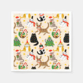 Serviette En Papier Festive Chats Motif de Noël (Devant)