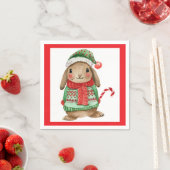 Serviette En Papier Festive christmas bunny with candy cane (En situation)