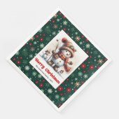 Serviette En Papier Festive Christmas Snowman Napkins Editable Kids  (Coin)