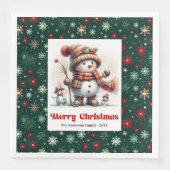 Serviette En Papier Festive Christmas Snowman Napkins Editable Kids  (Devant)