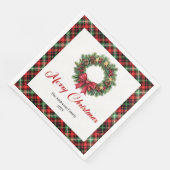 Serviette En Papier Festive Christmas Wreath in Red Green Plaid (Coin)