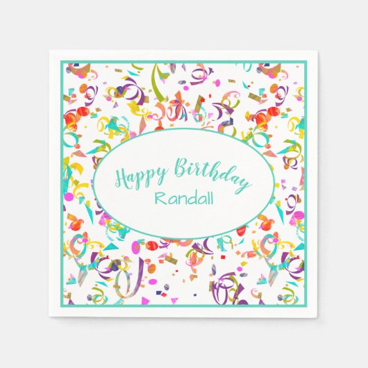 Serviette En Papier Festive Confetti Toss joyeuse fête d'anniversaire (Devant)