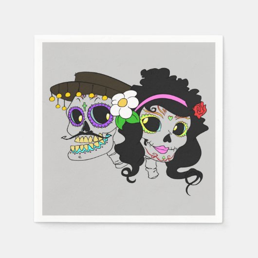 Serviette En Papier Festive Day of the Dead Art (Devant)